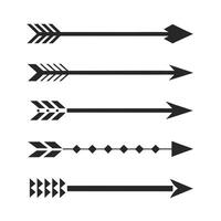 Collection of Five Stylish Black Arrows with Various Tribal Designs and Geometric Patterns vector