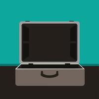An Open Suitcase Against a Teal Background Awaiting the Journey Ahead vector