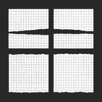 Collection of Six Torn Grid Paper Pieces Background Texture vector