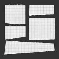 Collection of Torn Grid Paper Pieces for Notes and Memos Background vector