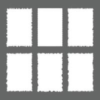Collection of six unique white rectangular frames with a ragged edge design suitable for various design projects and presentations vector