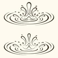Water Droplet Splashing into Still Water Creating Concentric Circles Ripple Effect Graphic Design vector