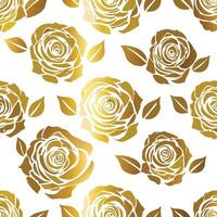 Seamless Pattern of Golden Roses and Leaves Elegant Botanical Design for Fabric Wallpaper or Wrapping Paper vector