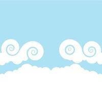 Whimsical Sky Scene with Swirling Clouds and Light Blue Background Pastel Colors Simple Design vector