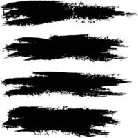 Collection of Four Black Ink Brush Strokes Abstract Art Texture Design Elements vector