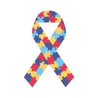 Autism Awareness Ribbon Puzzle Pieces Symbol for Support and Understanding vector