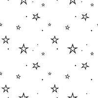 Seamless pattern of black stars on white background simple celestial design for textile fabric wallpaper wrapping paper vector