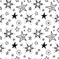 A delightful pattern of hand drawn stars of varying sizes and styles on a white background vector