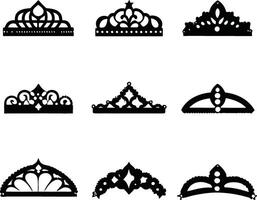 Nine Different Tiara Designs Collection for Princesses and Queens vector