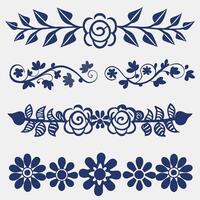 Collection of elegant floral design elements for borders and decorations vector
