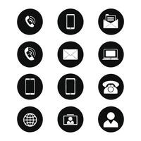 Collection of twelve simple contact icons for websites and applications vector