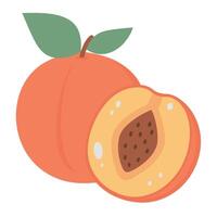 A juicy ripe peach with a slice showing its seed and flesh a delicious summer fruit vector