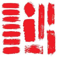 Collection of Red Paint Brush Strokes Abstract Texture Background Design Elements vector