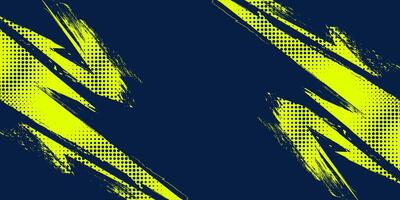 Abstract Sports Background with Yellow and Blue Brush Texture and Halftone Effect. Grunge Background for Banner or Poster Design vector