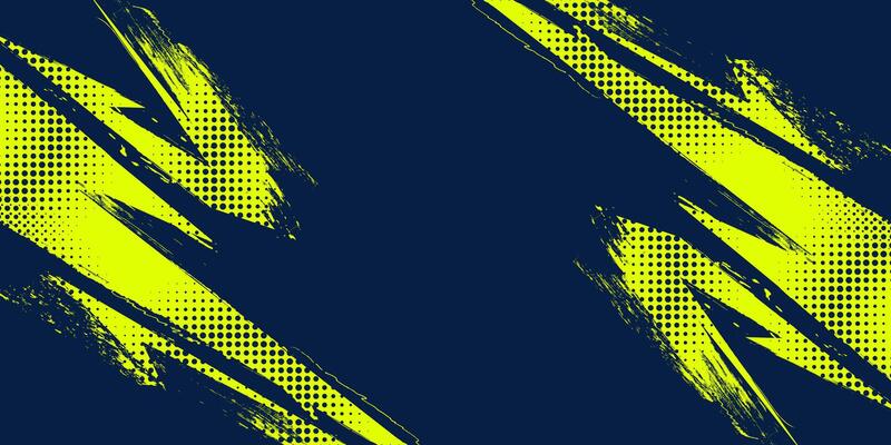 Abstract Sports Background with Yellow and Blue Brush Texture and Halftone Effect. Grunge Background for Banner or Poster Design