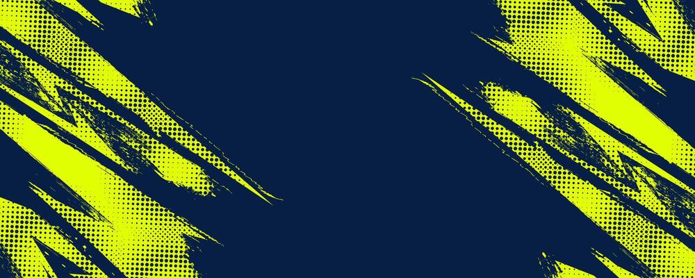 Sports Background with Yellow and Blue Brush Texture and Halftone Effect. Grunge Background for Banner or Poster Design