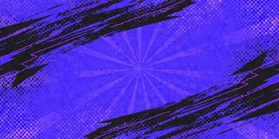 Black and Purple Grunge Background with Halftone Style and Sunburst Effect. Abstract Brush Background for Banner or Poster Design vector