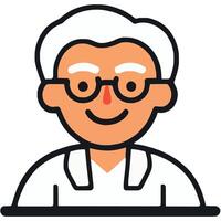 Cartoon Character with Glasses and White Hair vector