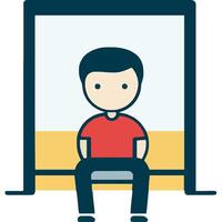 Sitting Boy in Simple Modern Design vector