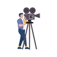 Man with camera and tripod vector