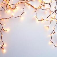 Christmas lights on a white background photo