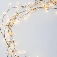 A frame with a string of lights on a white background photo