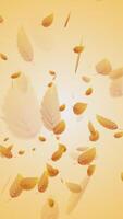 Warm Autumn or Fall colors vertical background with golden leaves gently falling in soft glowing amber light. Full HD and looping animation. video