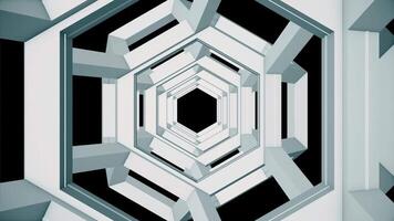 Flying through a white futuristic geometric tech tunnel. Hexagonal structure. Looping HD background. video