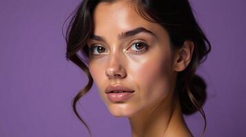 An elegant individual with flawless skin and bouncy curls. photo