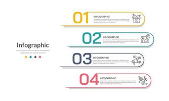 Infographic presentation with number 4 labels. Slides, banners, brochures, data and plan. vector