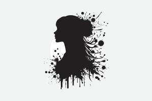 Avant-Garde Ink Silhouette of a Girl with Sharp Details vector