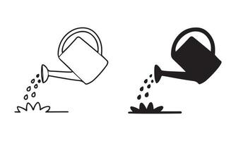 Watering can irrigation icon, outline and filled version. vector