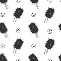 Pickleball Paddle and Ball Seamless Pattern vector