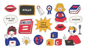 Learning English Elements Set vector