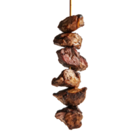Grilled meat skewer with chunks of beef Perfect for appetizers Isolated on transparent background for easy editing png