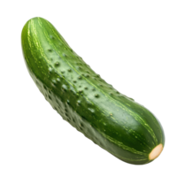 A vibrant green cucumber with a textured surface isolated against a dark background This vegetable is fresh and appealing png