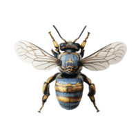 Striking Bee Illustration A detailed rendering of a bee featuring intricate patterns and vibrant colors set against a transparent background png