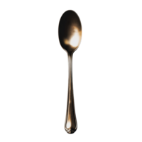 A shining metal spoon on a The spoon is centered elongated and well lit casting subtle reflections on its surface png