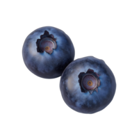 Two fresh vibrant blueberries against a solid backdrop showcasing their unique texture and form The image is high-quality and detailed png