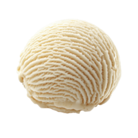 A perfectly formed scoop of vanilla ice cream its smooth surface rippled with texture against a dark background Delicious dessert treat png