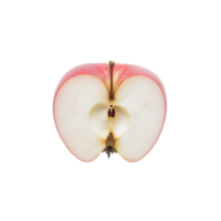 Sliced Apple Half of a juicy red apple reveals its core and seeds against a stark Crisp and fresh produce png