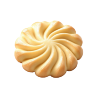 Delicate pastry with a swirled design isolated on a transparent background showcasing its intricate shape and warm golden hue png