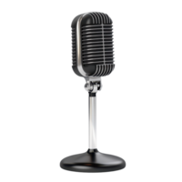 Classic microphone design silver and evoking retro vibes and broadcasting imagery on a transparent backdrop png