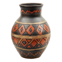 Handcrafted earthenware vase with geometric pattern A timeless piece that will add rustic charm to any space Perfect for displaying flowers png
