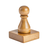 Wooden stamp with a round handle and a square base Natural wood grain Studio shot Isolated object Simple classic design png