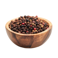Bowl brimming with colorful peppercorns offering a visual delight of culinary flavor and spice against a sleek transparent backdrop png