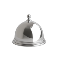 Elegant silver cloche with a domed shape and a spherical knob on top ideal for showcasing culinary creations with style on a table png