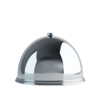 Elegant silver cloche against a stark backdrop enhancing its sleek design and reflective surface Perfect for culinary presentations png