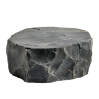 Dark grey roughly hewn rock Stone podium Isolated on ready for design elements Simple platform for displays and presentation png