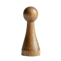 Wooden game piece on a showcasing its smooth texture conical shape and spherical top Minimalist design for board games png
